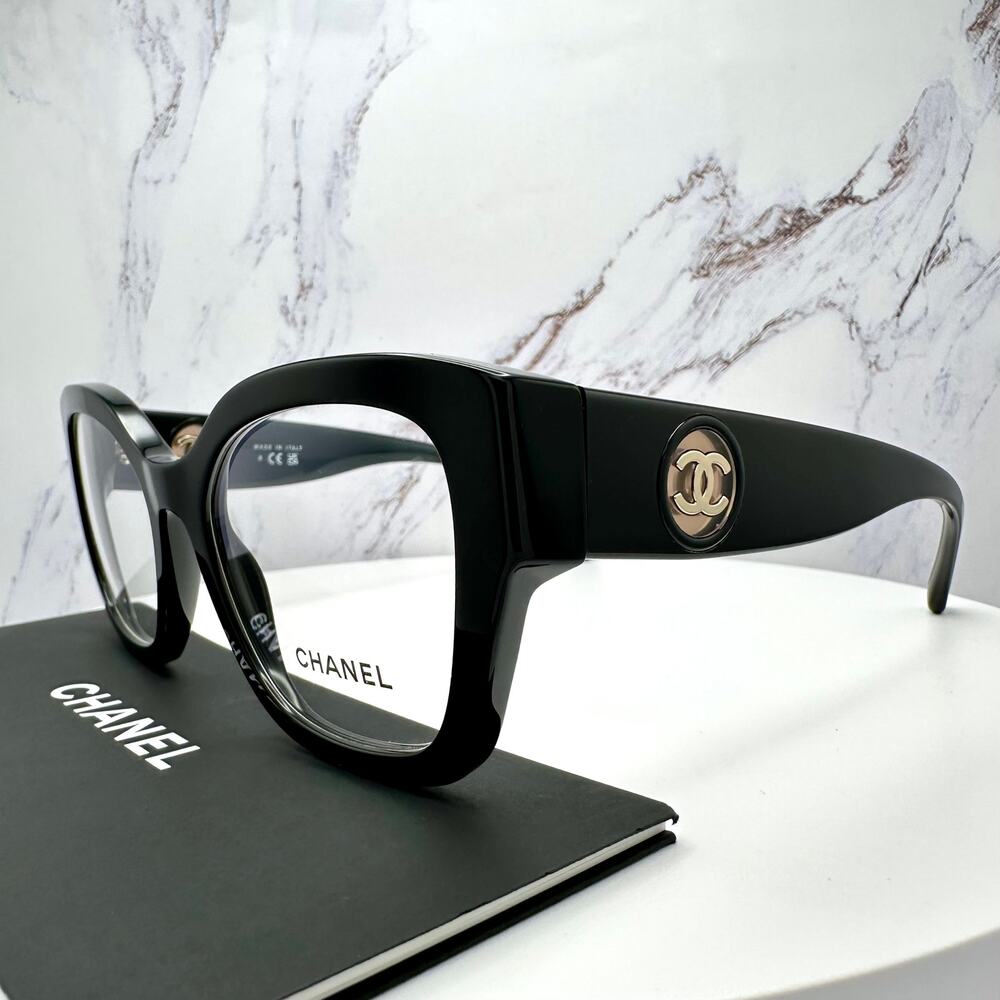 New CHANEL Eyeglasses CH3490 C622 Black 53mm Glasses Butterfly Gold CC Womens - Picture 4 of 16